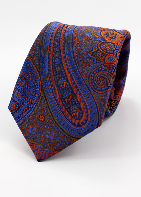 Paisley Silk Jacquard Tie - Orange